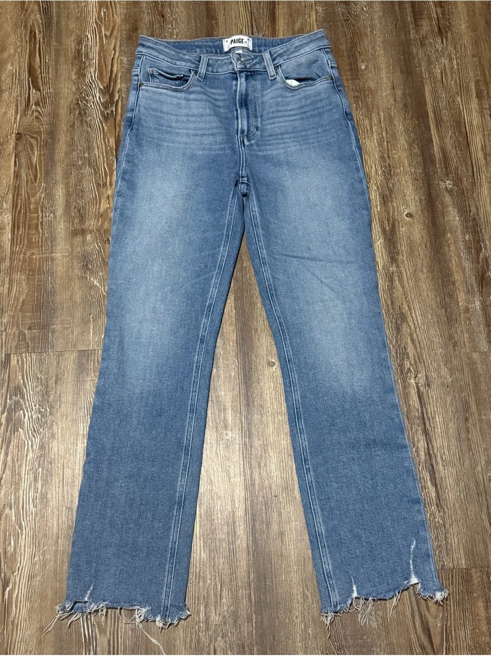 Paige Cindy Jeans Women's 27 High Rise in Mel Destroyed Hem Wash Denim